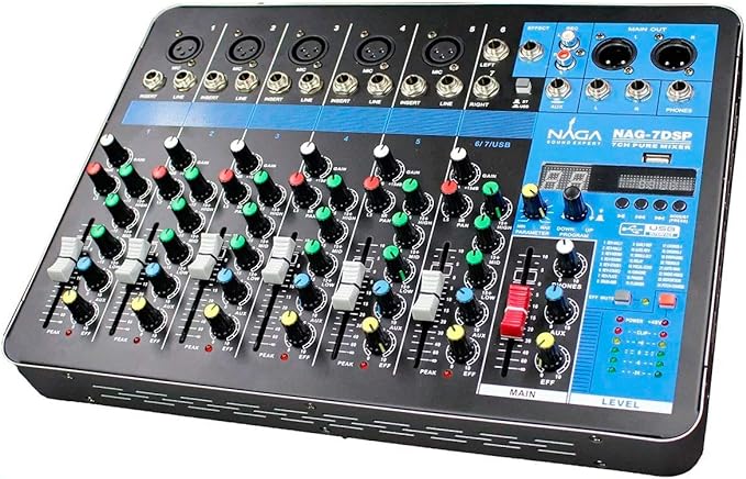 MESA DE SOM NAGA CONSOLE DE MIXAGEM PROFISSIONAL NAG-7DSP 7 CANAIS 24 EFEITOS